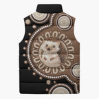 Hedgehog Indigenous Art Australia Sleeveless Puffer Jacket - Aussie Hoodie
