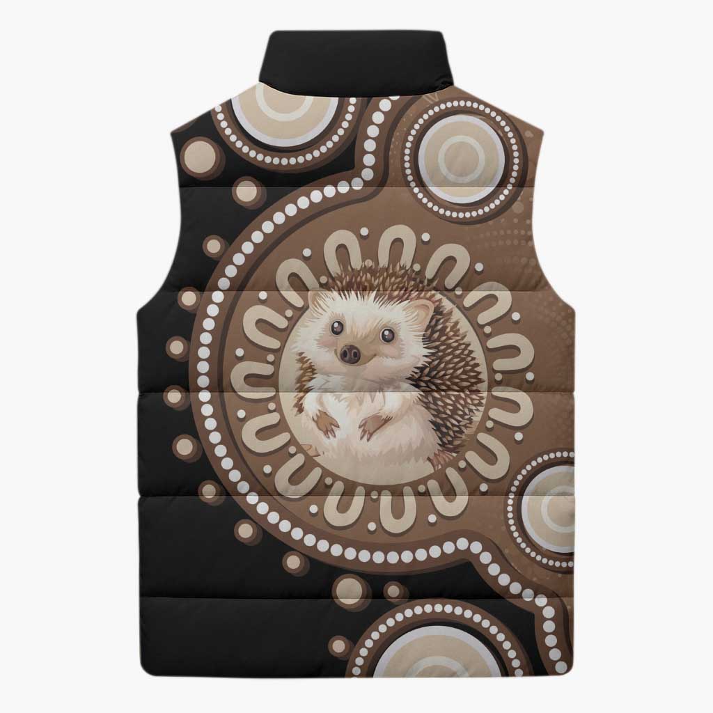 Hedgehog Indigenous Art Australia Sleeveless Puffer Jacket - Aussie Hoodie