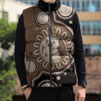 Hedgehog Indigenous Art Australia Sleeveless Puffer Jacket - Aussie Hoodie
