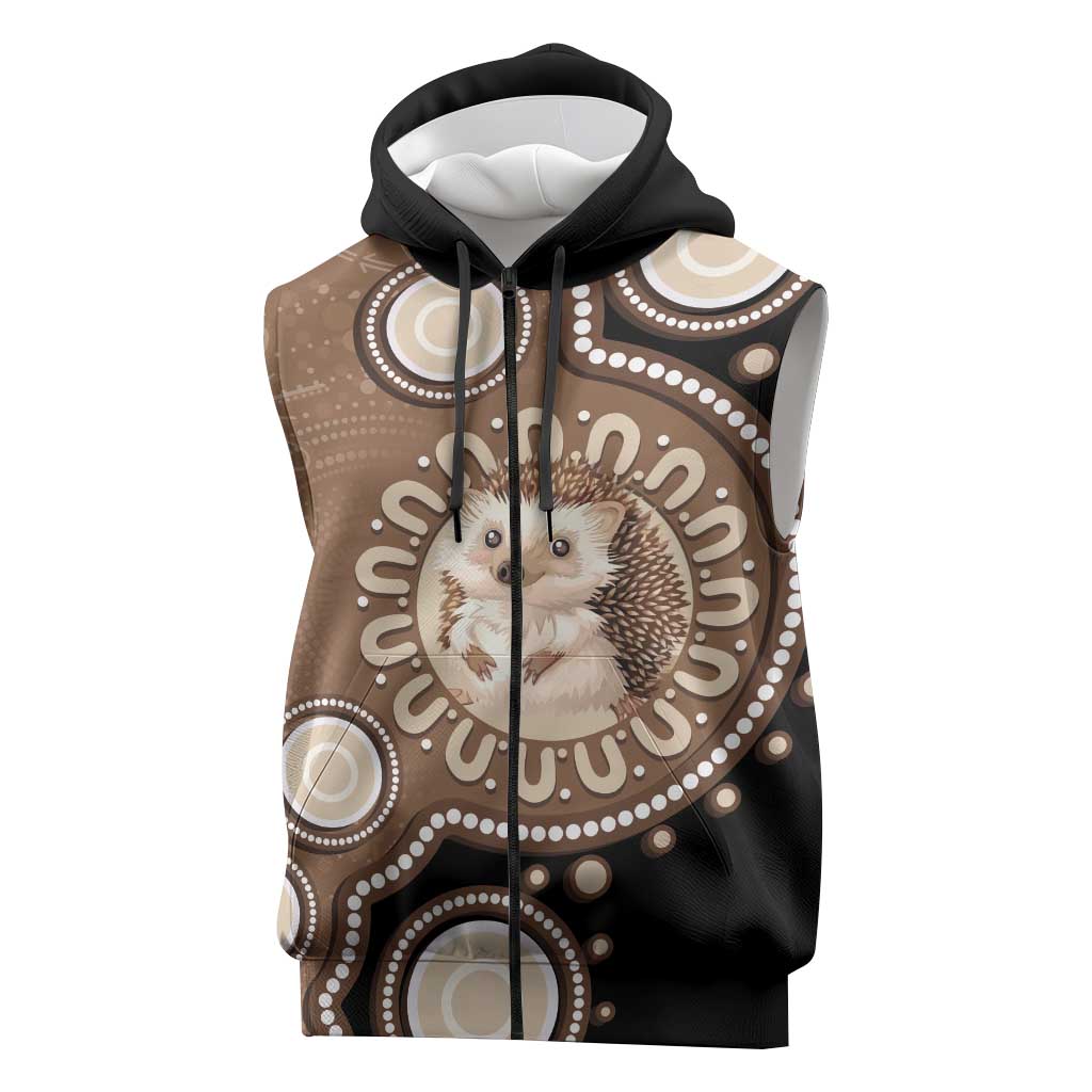 Hedgehog Indigenous Art Australia Sleeveless Zip Hoodie LT14