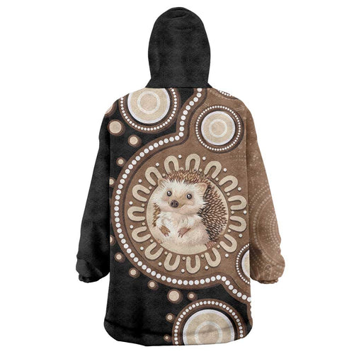 Hedgehog Indigenous Art Australia Wearable Blanket Hoodie - Aussie Hoodie