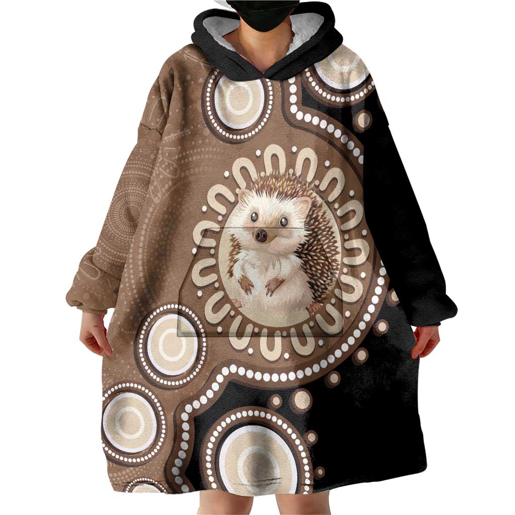 Hedgehog Indigenous Art Australia Wearable Blanket Hoodie - Aussie Hoodie