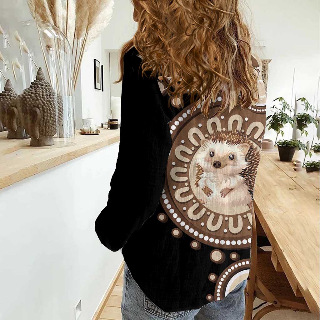 Hedgehog Indigenous Art Australia Women Casual Shirt - Aussie Hoodie