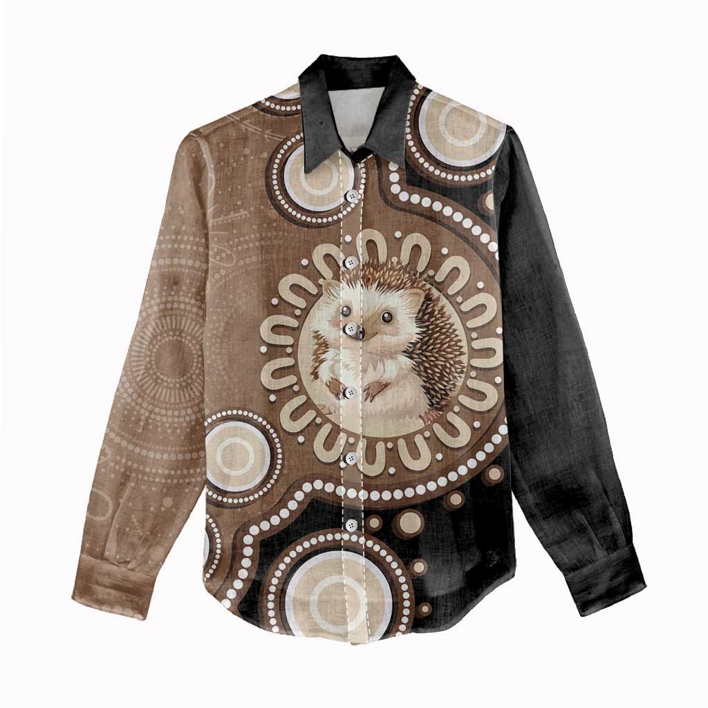 Hedgehog Indigenous Art Australia Women Casual Shirt - Aussie Hoodie