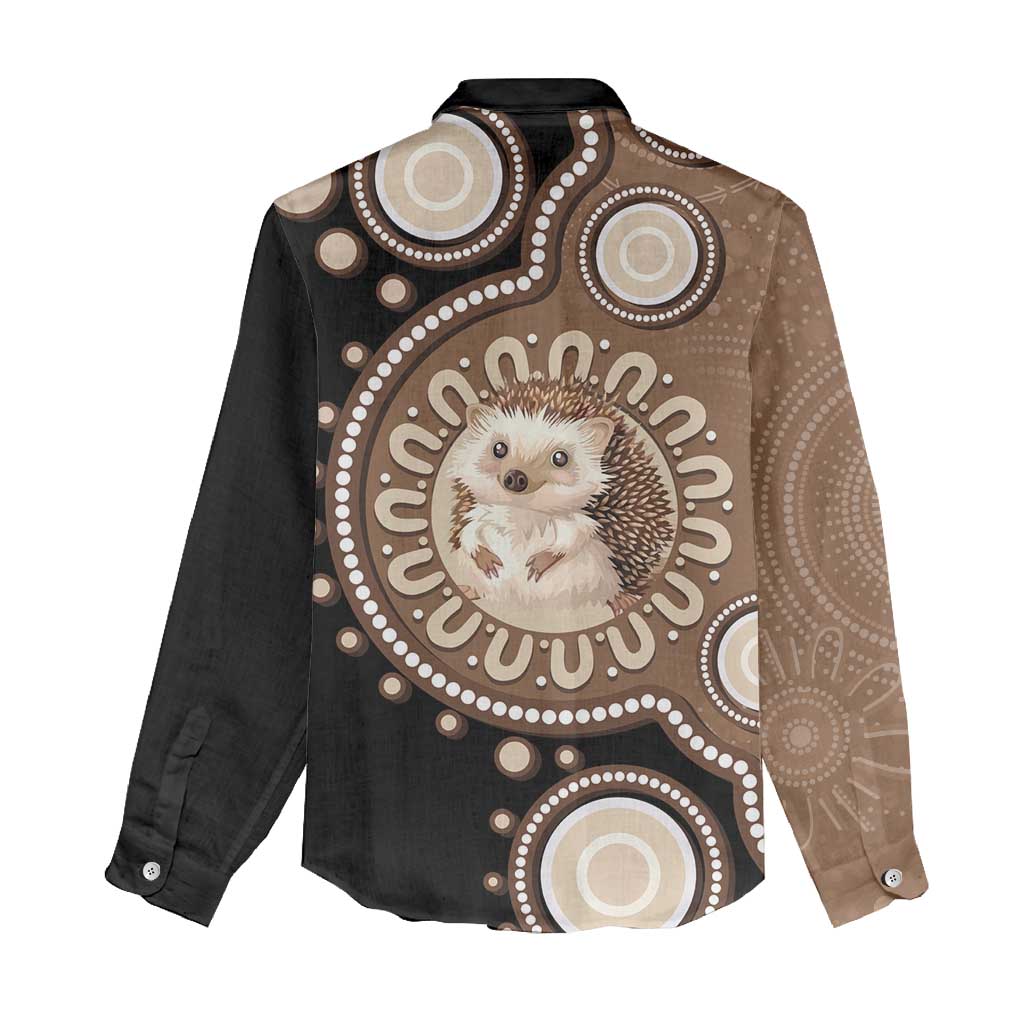 Hedgehog Indigenous Art Australia Women Casual Shirt - Aussie Hoodie