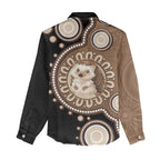 Hedgehog Indigenous Art Australia Women Casual Shirt - Aussie Hoodie