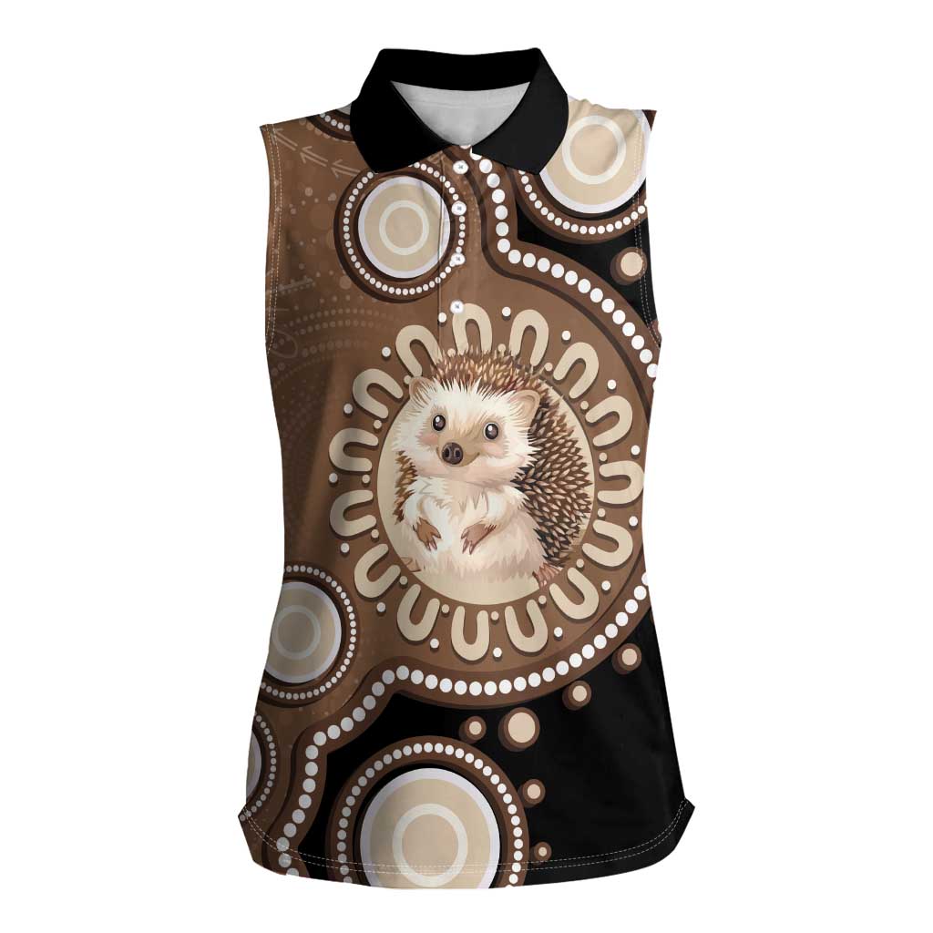 Hedgehog Indigenous Art Australia Women Sleeveless Polo Shirt - Aussie Hoodie