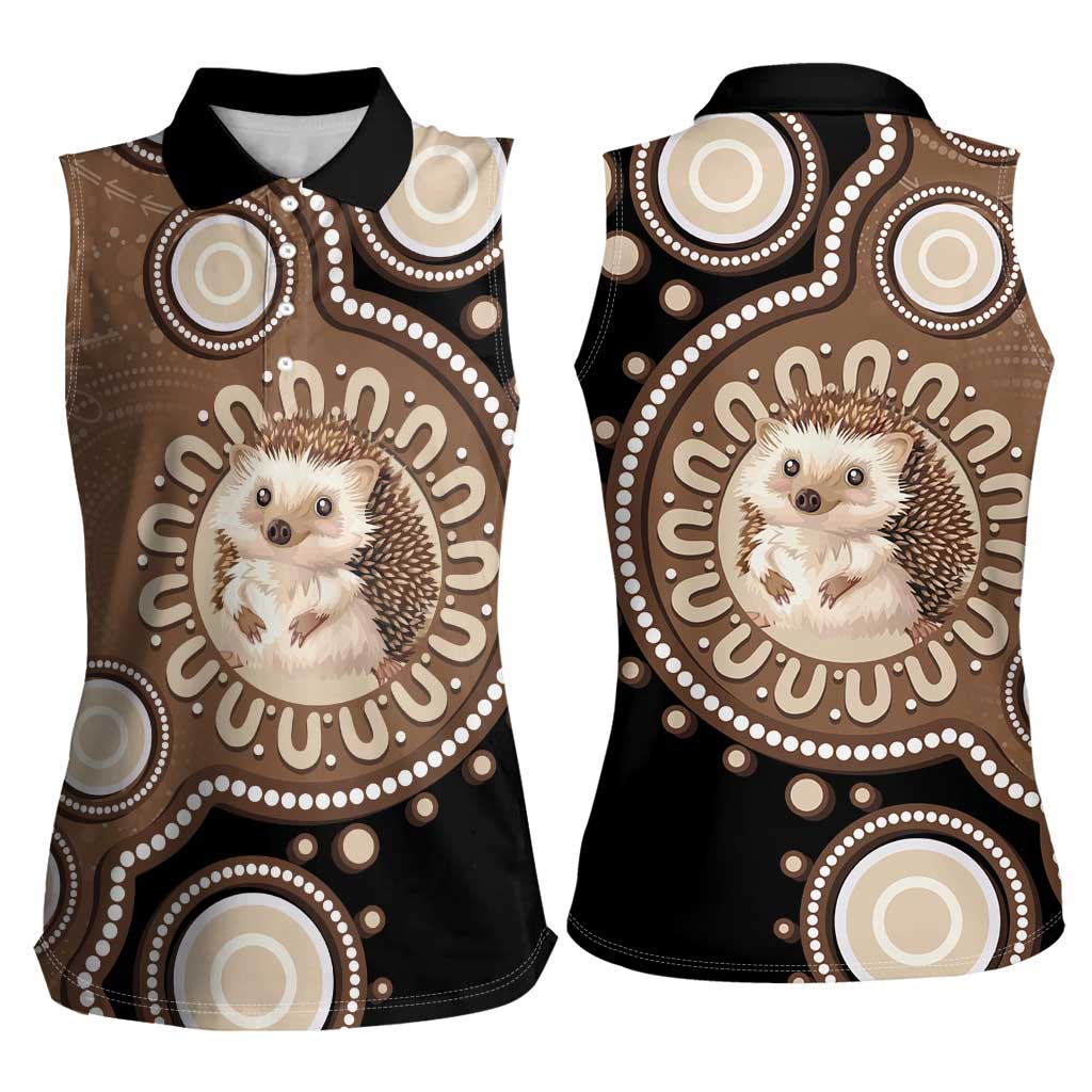 Hedgehog Indigenous Art Australia Women Sleeveless Polo Shirt - Aussie Hoodie