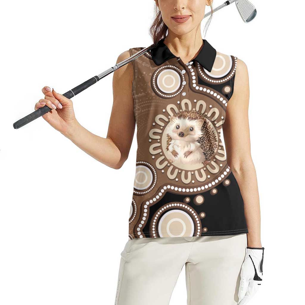 Hedgehog Indigenous Art Australia Women Sleeveless Polo Shirt - Aussie Hoodie