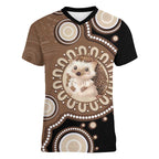 Hedgehog Indigenous Art Australia Women V-Neck T-Shirt - Aussie Hoodie