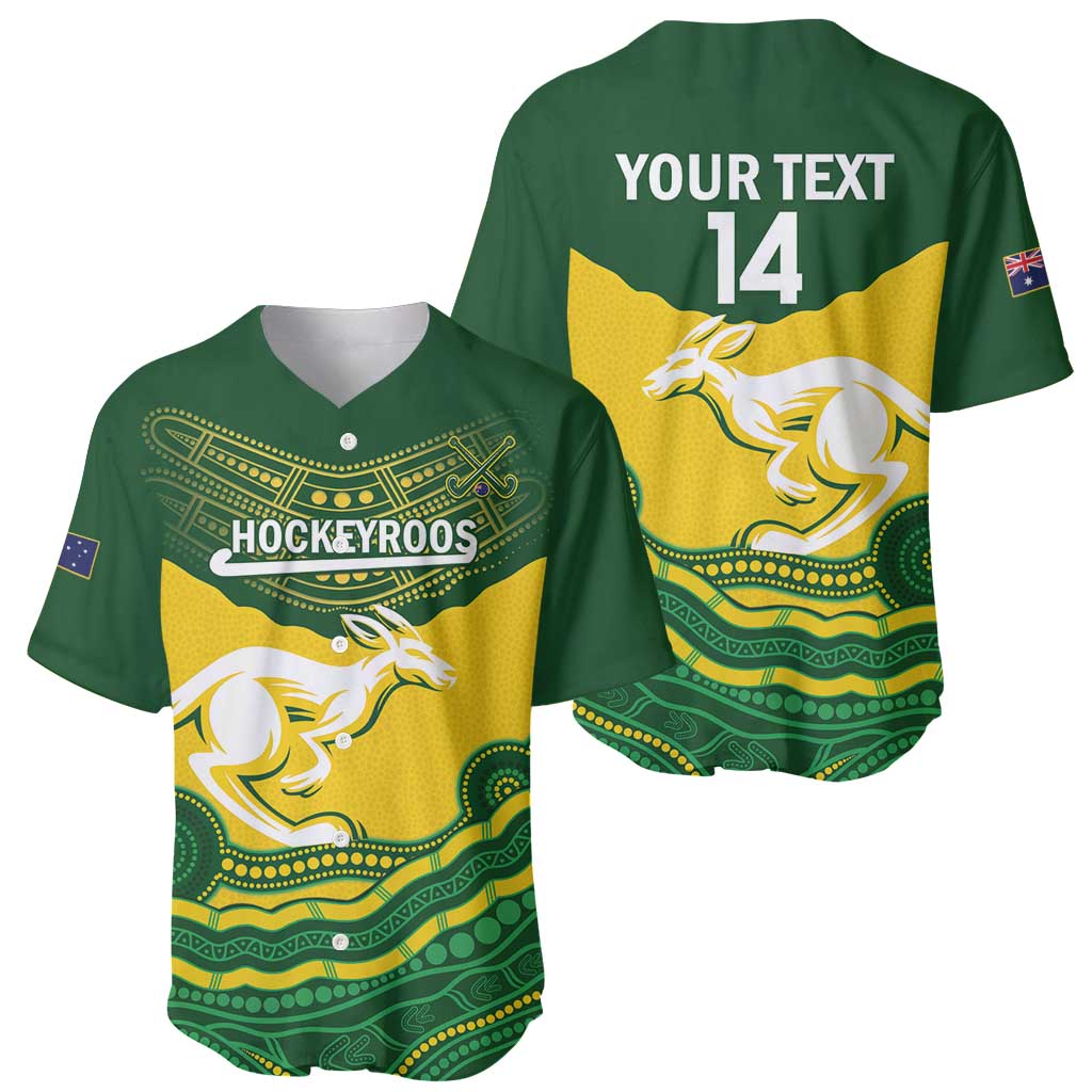 Custom Australia Hockeyroos Baseball Jersey Aussie Kangaroo Indigenous Art