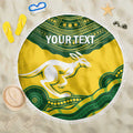 Custom Australia Hockeyroos Beach Blanket Aussie Kangaroo Indigenous Art