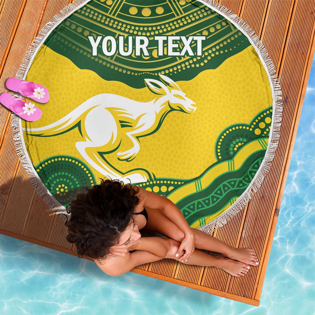 Custom Australia Hockeyroos Beach Blanket Aussie Kangaroo Indigenous Art
