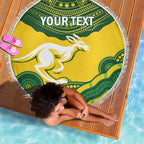 Custom Australia Hockeyroos Beach Blanket Aussie Kangaroo Indigenous Art