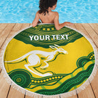 Custom Australia Hockeyroos Beach Blanket Aussie Kangaroo Indigenous Art