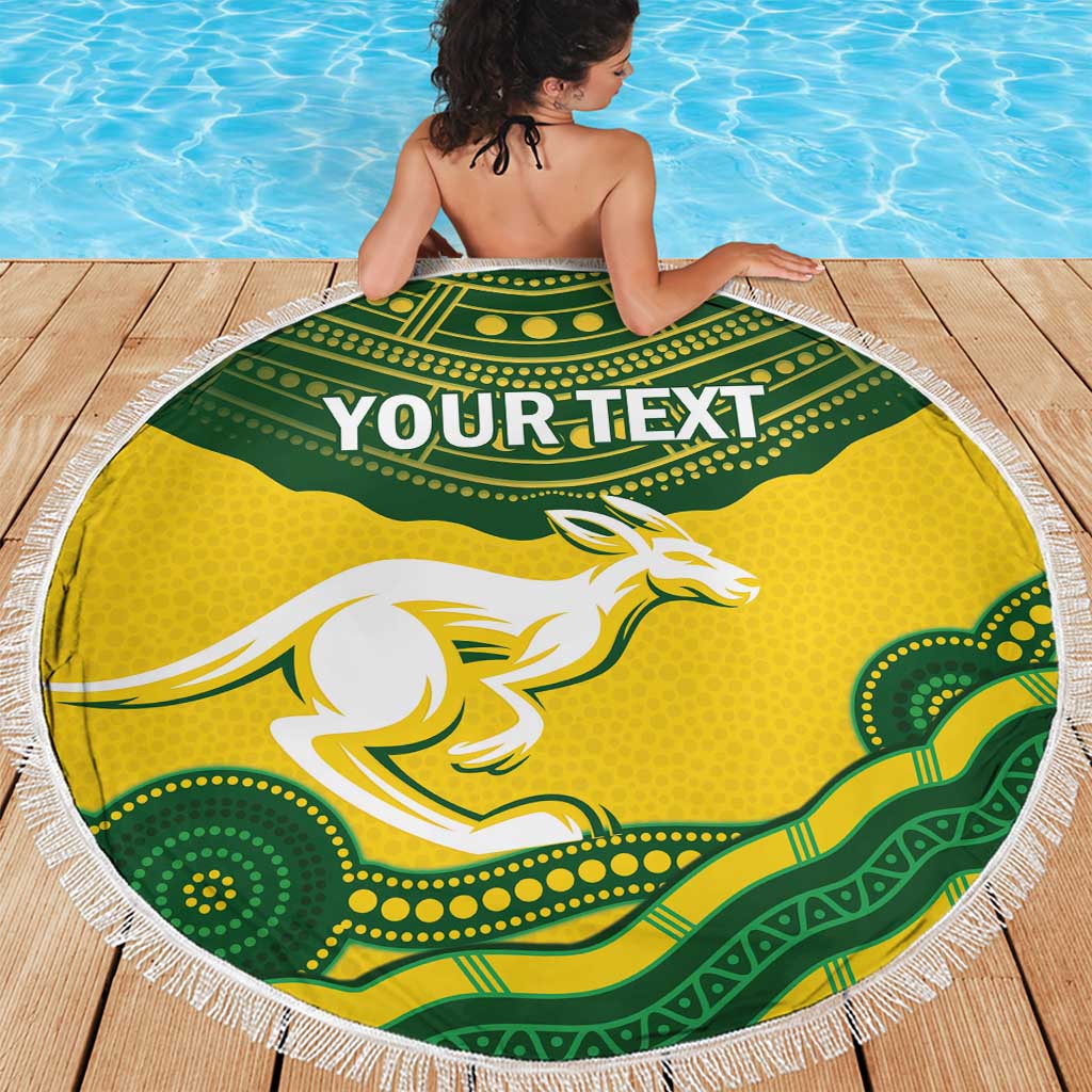 Custom Australia Hockeyroos Beach Blanket Aussie Kangaroo Indigenous Art