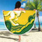 Custom Australia Hockeyroos Beach Blanket Aussie Kangaroo Indigenous Art