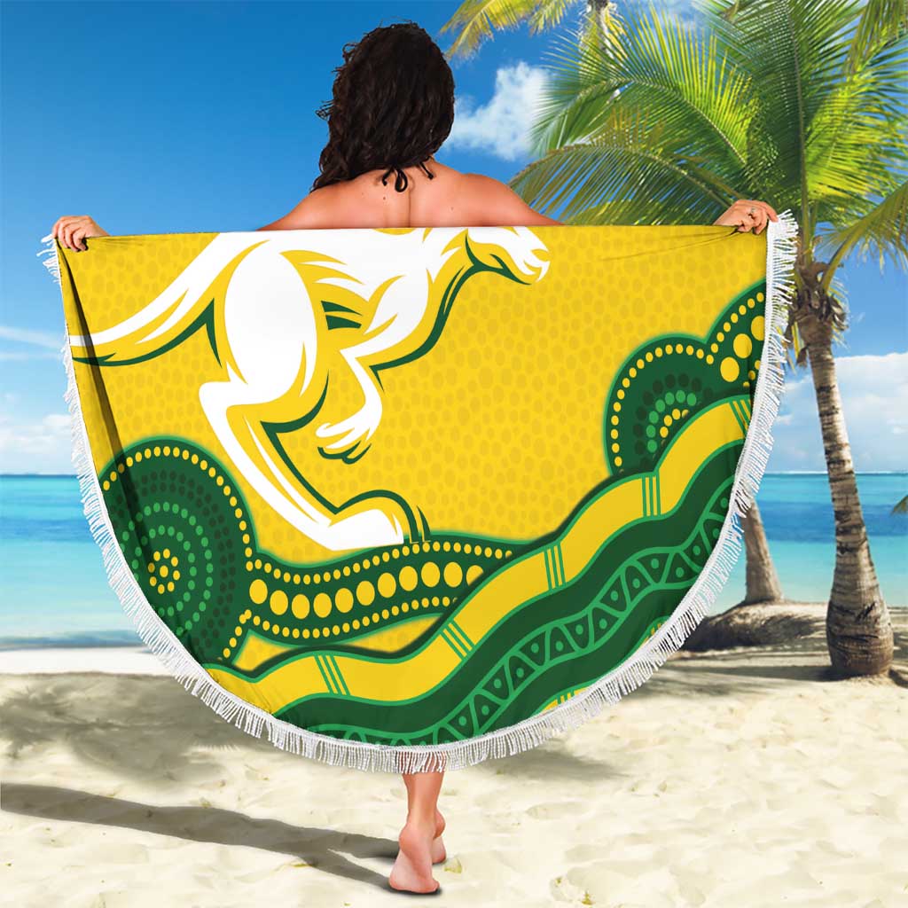 Custom Australia Hockeyroos Beach Blanket Aussie Kangaroo Indigenous Art