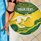 Custom Australia Hockeyroos Beach Blanket Aussie Kangaroo Indigenous Art