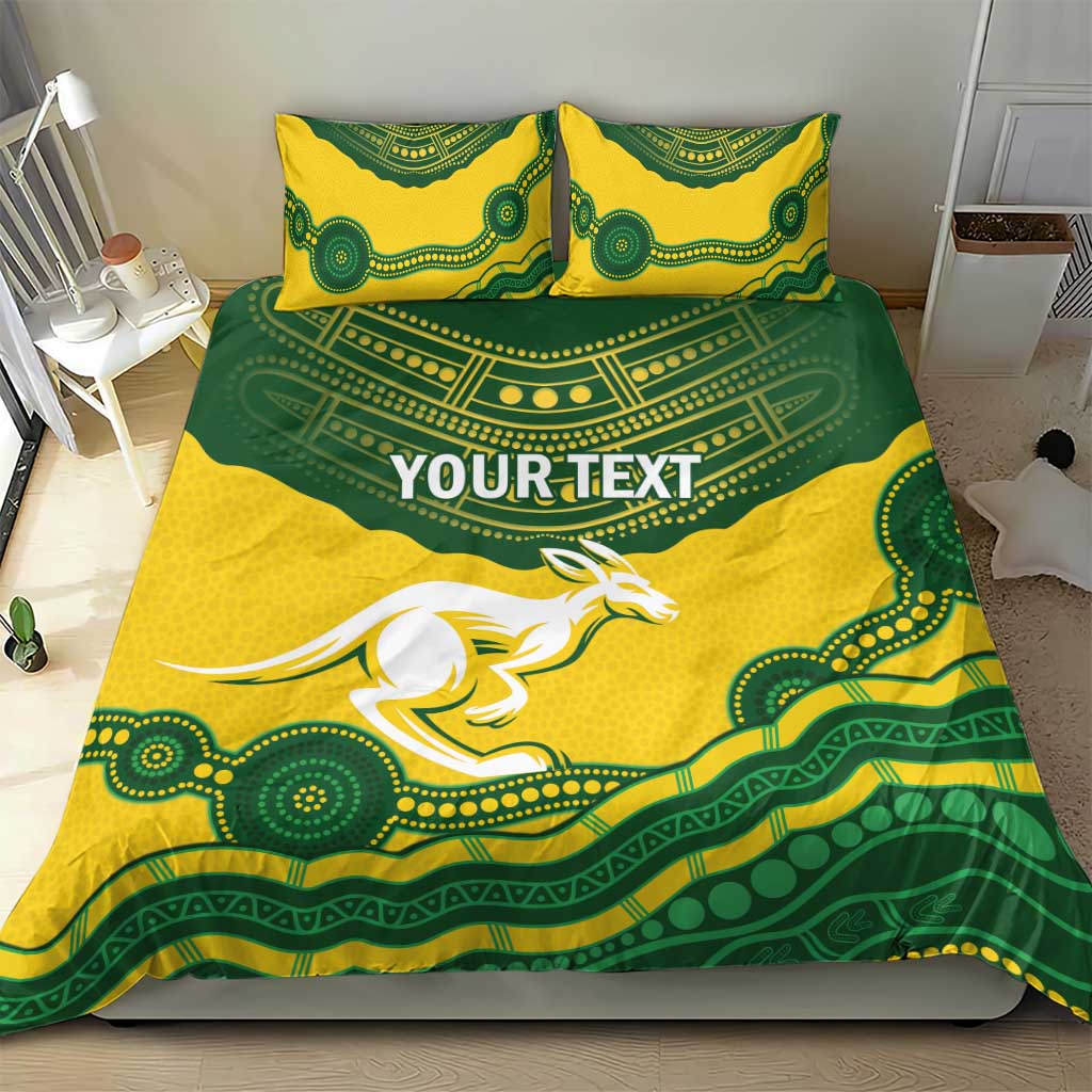Custom Australia Hockeyroos Bedding Set Aussie Kangaroo Indigenous Art