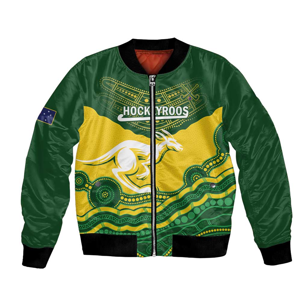 Custom Australia Hockeyroos Bomber Jacket Aussie Kangaroo Indigenous Art