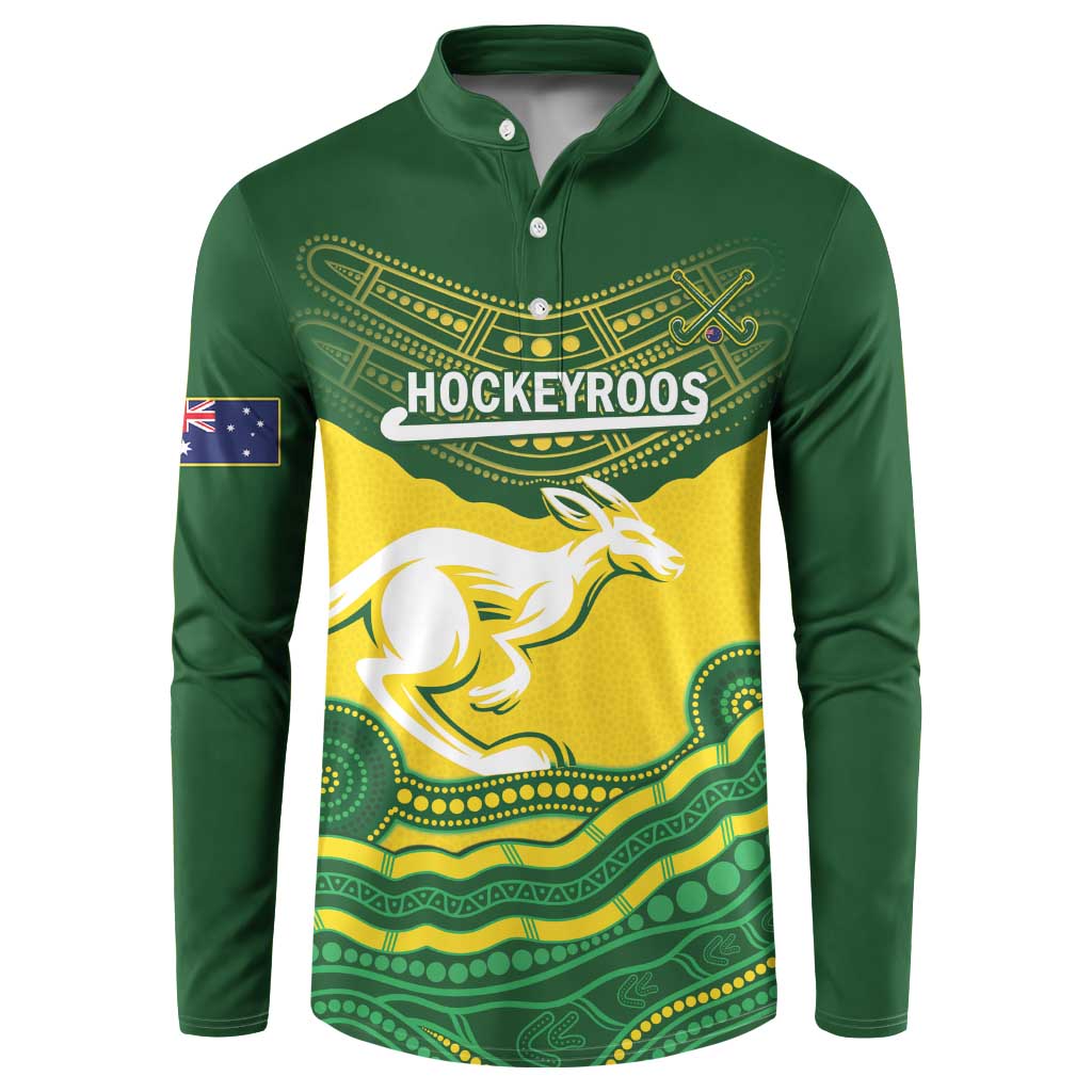 Custom Australia Hockeyroos Button Sweatshirt Aussie Kangaroo Indigenous Art