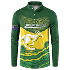 Custom Australia Hockeyroos Button Sweatshirt Aussie Kangaroo Indigenous Art