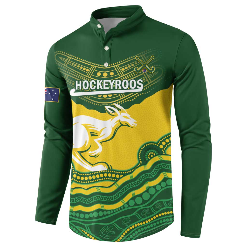 Custom Australia Hockeyroos Button Sweatshirt Aussie Kangaroo Indigenous Art