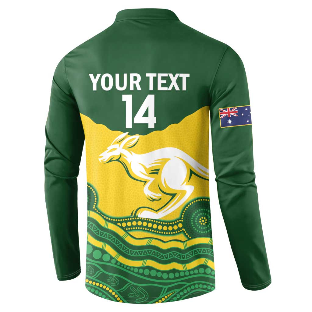 Custom Australia Hockeyroos Button Sweatshirt Aussie Kangaroo Indigenous Art