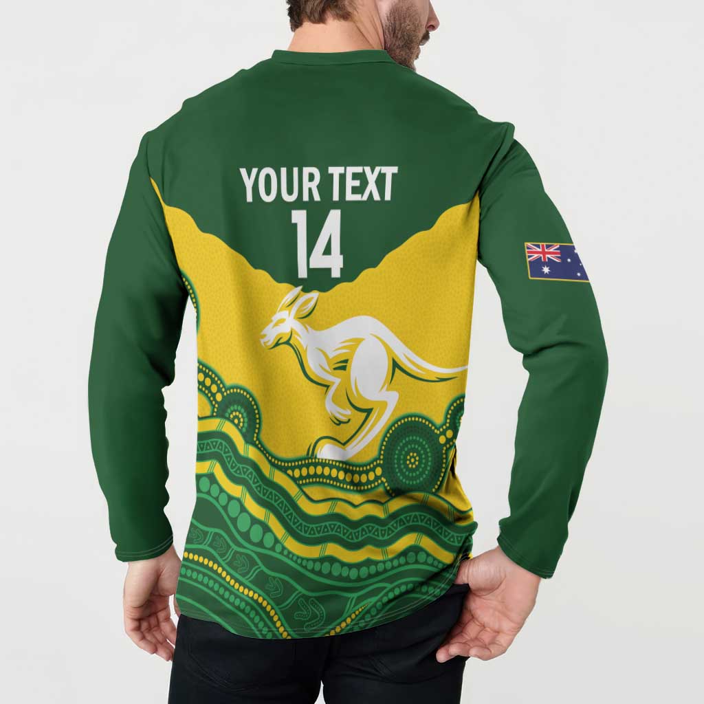 Custom Australia Hockeyroos Button Sweatshirt Aussie Kangaroo Indigenous Art