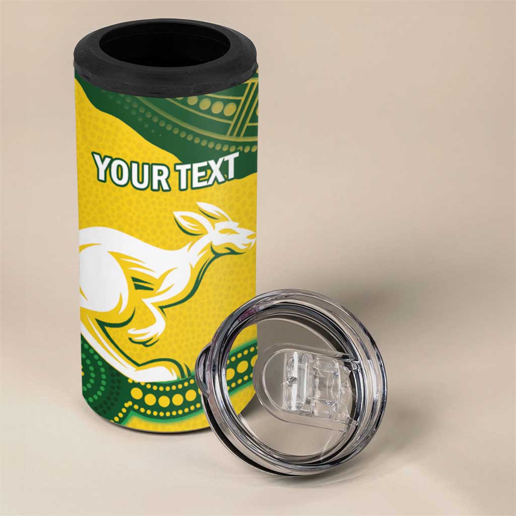 Personalised Australia Hockeyroos 4 in 1 Can Cooler Tumbler Aussie Kangaroo Indigenous Art
