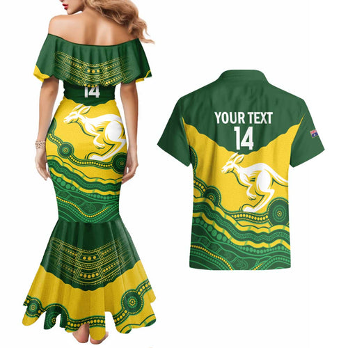Custom Australia Hockeyroos Couples Matching Mermaid Dress and Hawaiian Shirt Aussie Kangaroo Indigenous Art