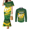 Custom Australia Hockeyroos Couples Matching Mermaid Dress and Long Sleeve Button Shirt Aussie Kangaroo Indigenous Art