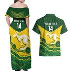 Custom Australia Hockeyroos Couples Matching Off Shoulder Maxi Dress and Hawaiian Shirt Aussie Kangaroo Indigenous Art