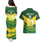 Custom Australia Hockeyroos Couples Matching Puletasi and Hawaiian Shirt Aussie Kangaroo Indigenous Art