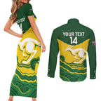 Custom Australia Hockeyroos Couples Matching Short Sleeve Bodycon Dress and Long Sleeve Button Shirt Aussie Kangaroo Indigenous Art