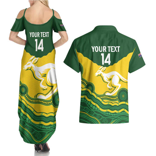 Custom Australia Hockeyroos Couples Matching Summer Maxi Dress and Hawaiian Shirt Aussie Kangaroo Indigenous Art