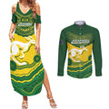 Custom Australia Hockeyroos Couples Matching Summer Maxi Dress and Long Sleeve Button Shirt Aussie Kangaroo Indigenous Art