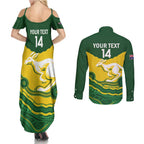 Custom Australia Hockeyroos Couples Matching Summer Maxi Dress and Long Sleeve Button Shirt Aussie Kangaroo Indigenous Art