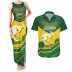 Custom Australia Hockeyroos Couples Matching Tank Maxi Dress and Hawaiian Shirt Aussie Kangaroo Indigenous Art