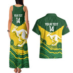 Custom Australia Hockeyroos Couples Matching Tank Maxi Dress and Hawaiian Shirt Aussie Kangaroo Indigenous Art