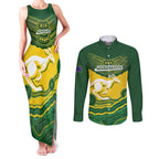 Custom Australia Hockeyroos Couples Matching Tank Maxi Dress and Long Sleeve Button Shirt Aussie Kangaroo Indigenous Art
