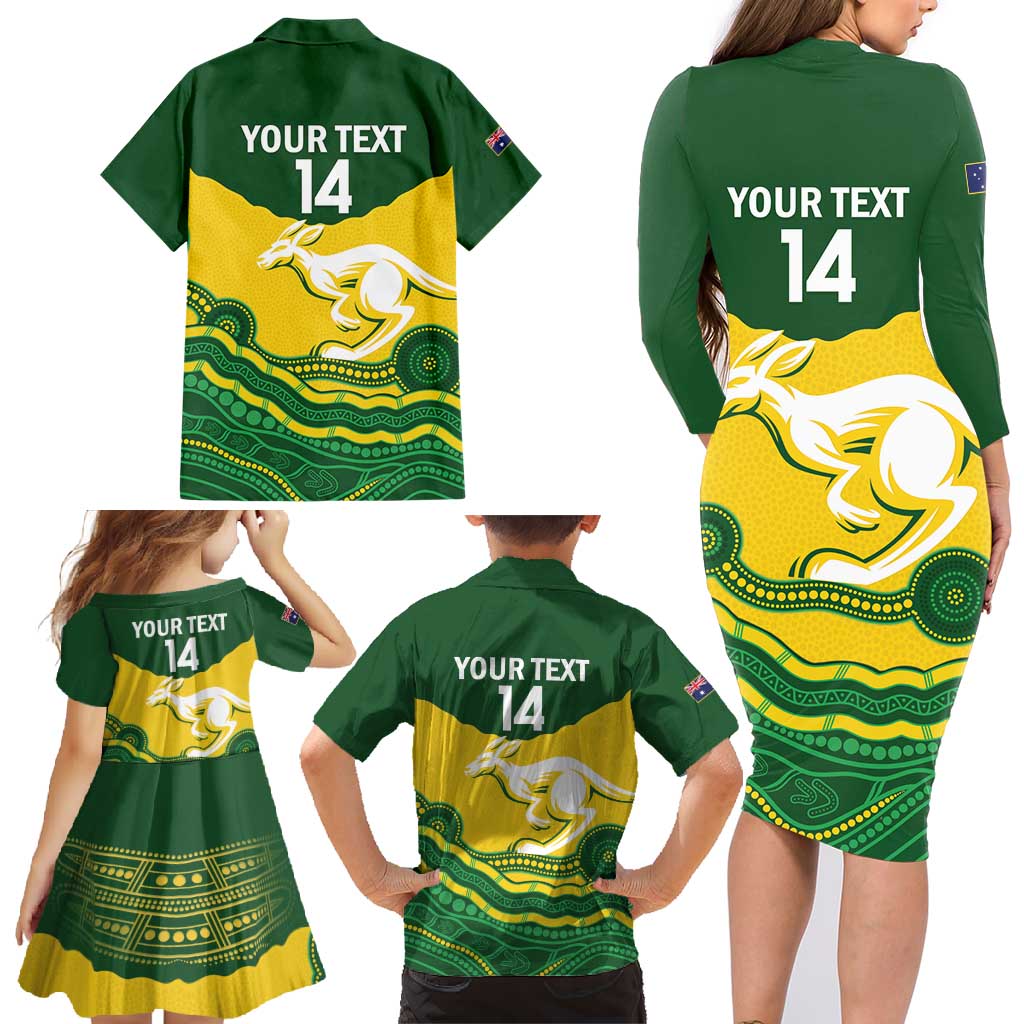 Custom Australia Hockeyroos Family Matching Long Sleeve Bodycon Dress and Hawaiian Shirt Aussie Kangaroo Indigenous Art