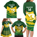 Custom Australia Hockeyroos Family Matching Long Sleeve Bodycon Dress and Hawaiian Shirt Aussie Kangaroo Indigenous Art