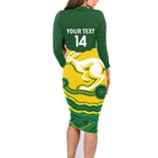 Custom Australia Hockeyroos Family Matching Long Sleeve Bodycon Dress and Hawaiian Shirt Aussie Kangaroo Indigenous Art