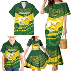 Custom Australia Hockeyroos Family Matching Mermaid Dress and Hawaiian Shirt Aussie Kangaroo Indigenous Art