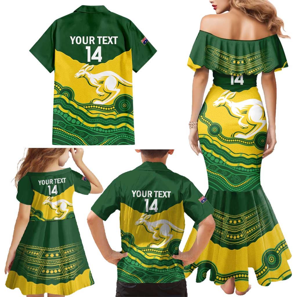Custom Australia Hockeyroos Family Matching Mermaid Dress and Hawaiian Shirt Aussie Kangaroo Indigenous Art