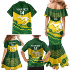 Custom Australia Hockeyroos Family Matching Mermaid Dress and Hawaiian Shirt Aussie Kangaroo Indigenous Art