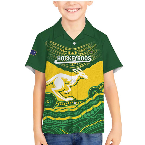 Custom Australia Hockeyroos Family Matching Mermaid Dress and Hawaiian Shirt Aussie Kangaroo Indigenous Art