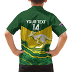 Custom Australia Hockeyroos Family Matching Off Shoulder Maxi Dress and Hawaiian Shirt Aussie Kangaroo Indigenous Art